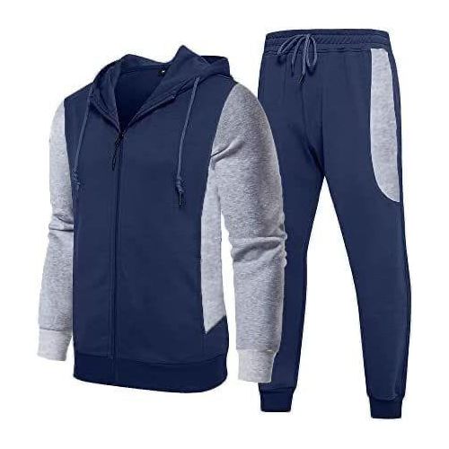 Elegant Well Tailored Up & Down Track Suit - Blue And Grey