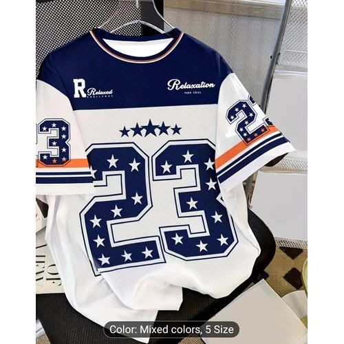 Men's Casual T-Shirt with 23 Digital Core Trend Letter Print