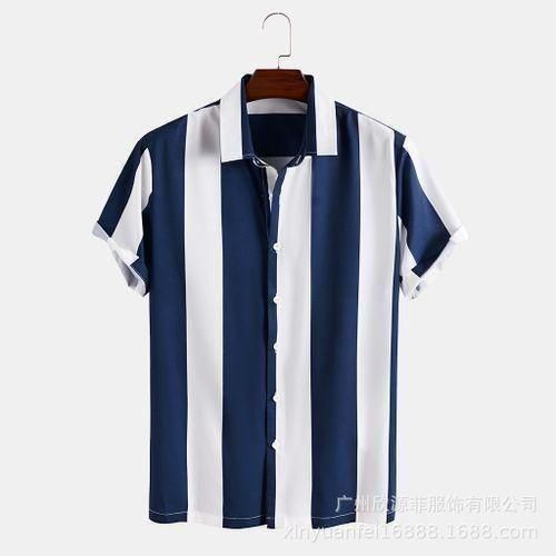 Berrykey Men's Casual Short Sleeve Pattern Classic & Modern Striped T-Shirt