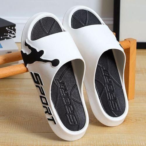 SHJO Slippers Men Soft Beach Synthetic Non-slip Comfortable Summer Casual Slide Men Shoes - White